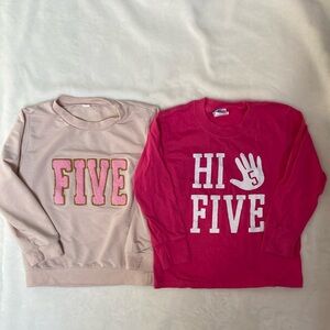 5th birthday long sleeve bundle - Pink and Beige